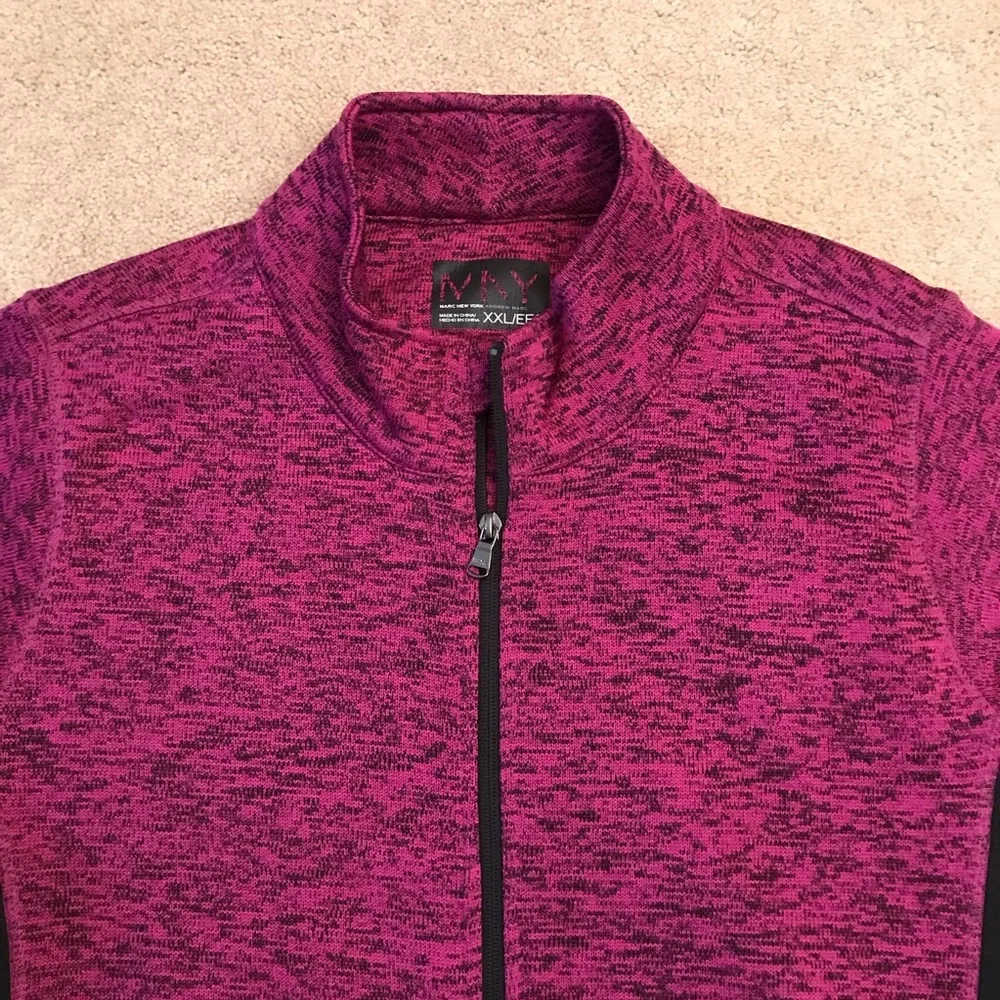 Marc New York Fleece Zip Up Jacket Womens Plus XXL 2XL Purple Black Zip Pockets - Picture 6 of 11